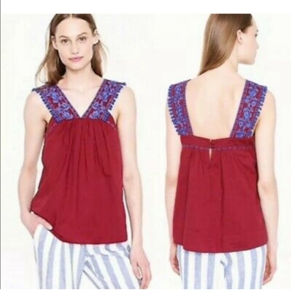NWT JCREW EMBROIDERED POM POM TANK SIZE 10